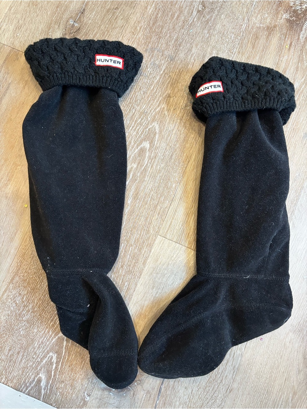 Hunter Black Tall Boot Socks with Cable Knit Cuff